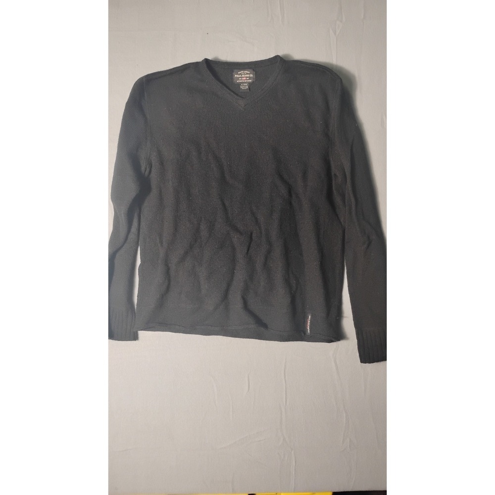 Ralph Lauren Polo Jeans Co. Men's V Neck Sweater XL Black 100 Percent Wool